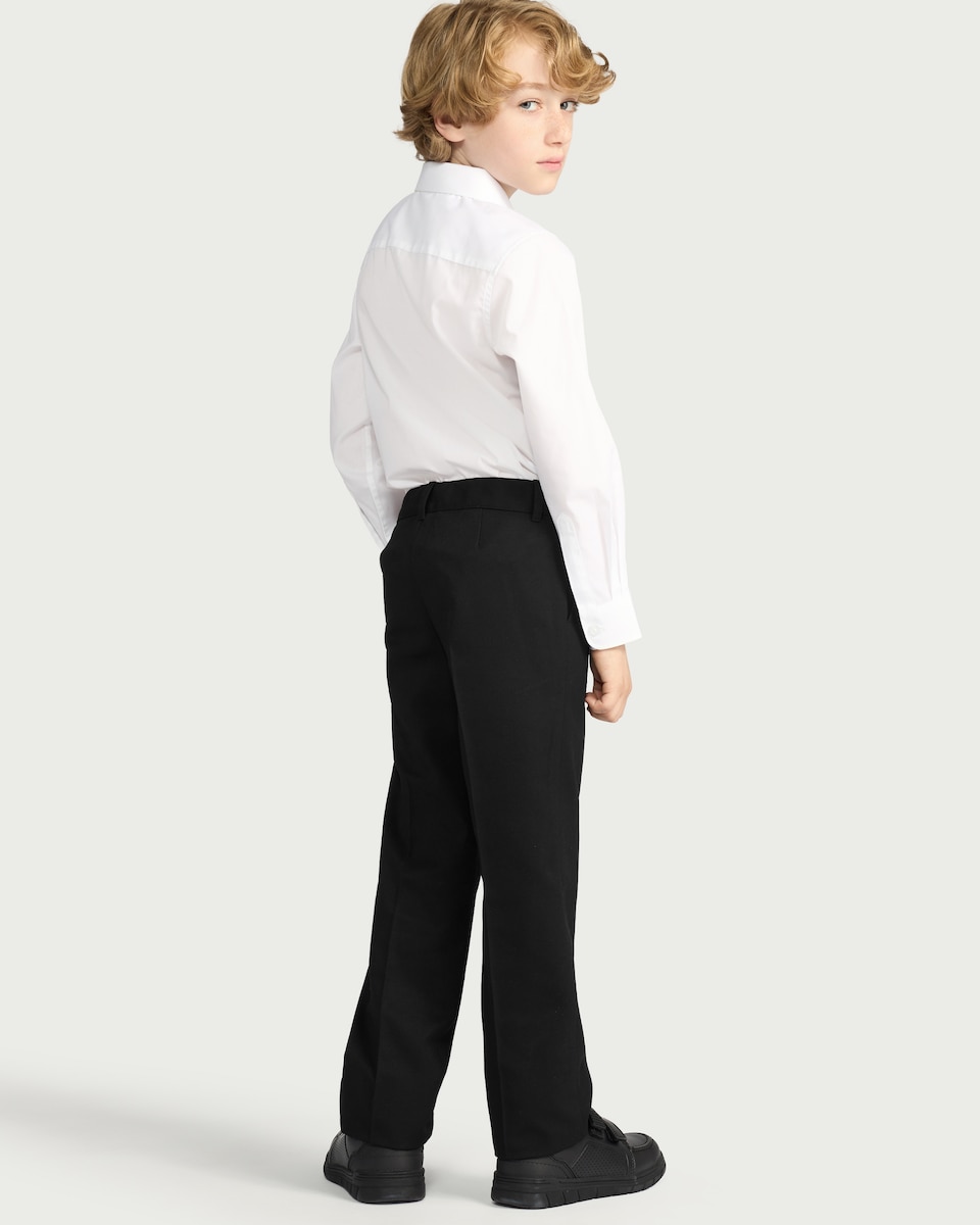 image 1 of F&F School Boys 2-Pack Regular Fit Longer Length Trousers in Black