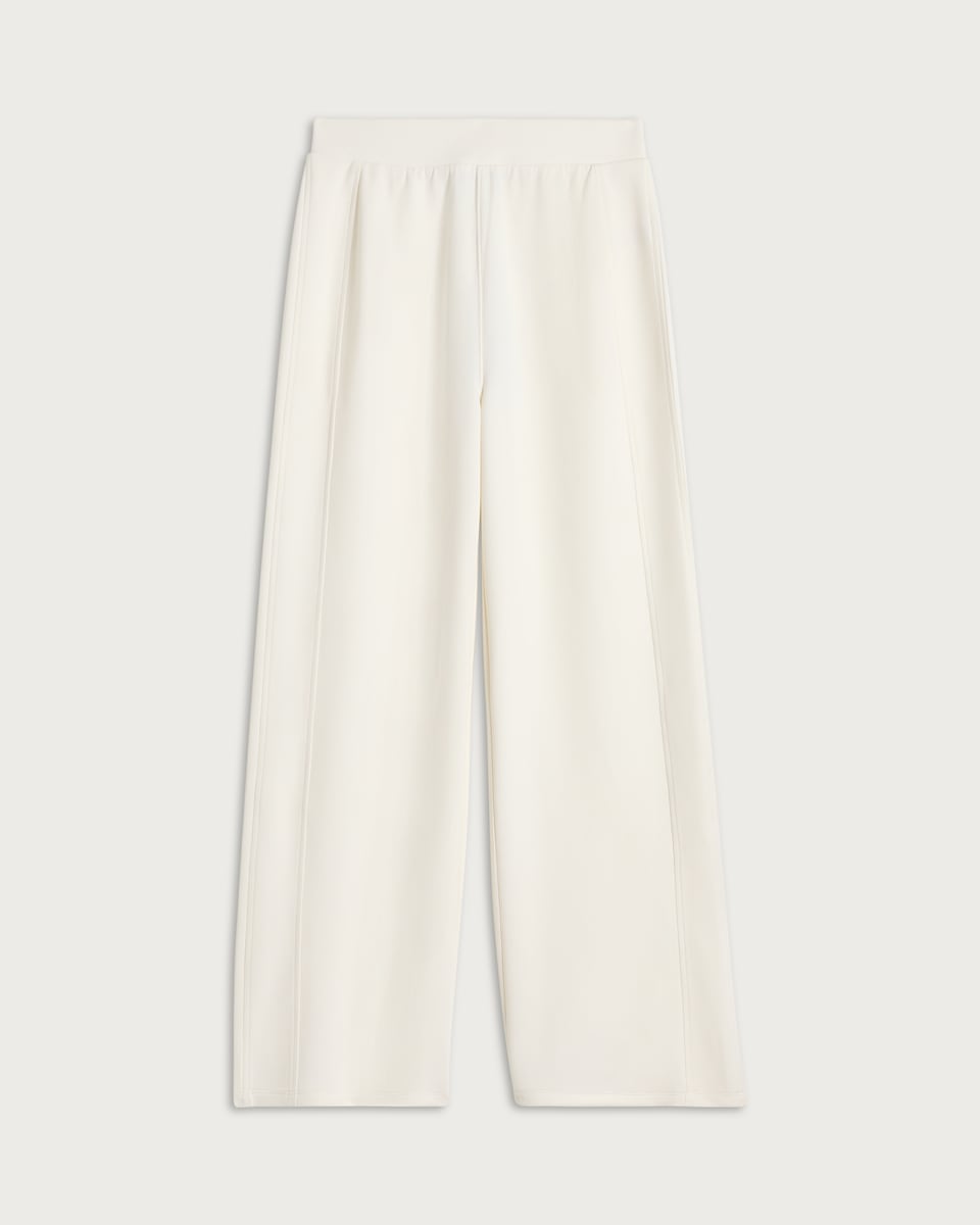 image 1 of F&F Active AFTERCLASS Ribbed Wide Leg Co-ord Joggers in Cream
