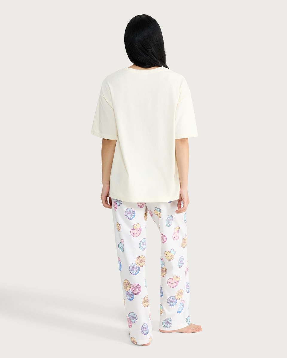 image 1 of Hello Kitty Pure Cotton Pyjama Set in Multi Yellow