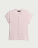 image 5 of F&F Cotton Rich Ribbed Button Up Top in Pink