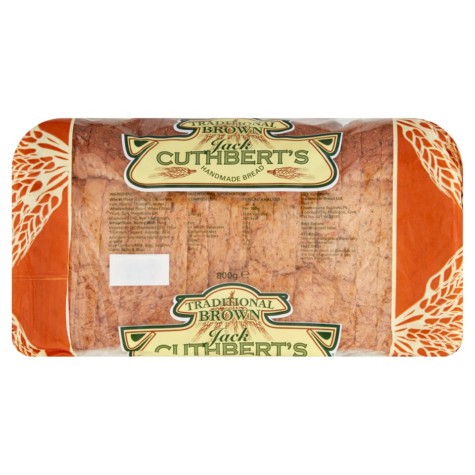 Jack Cuthberts Large Brown Sliced Pan 800G