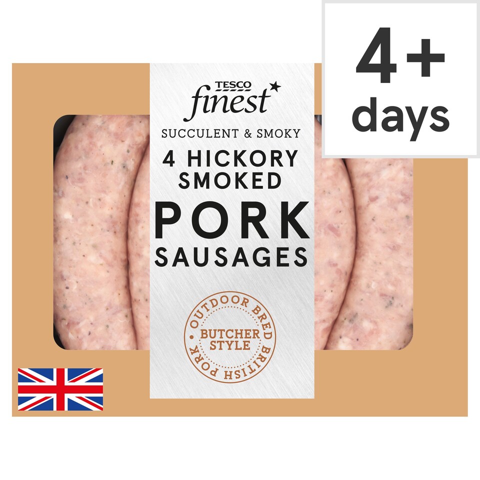 image 1 of Tesco Finest 4 Hickory Smoked Pork Sausages 440g