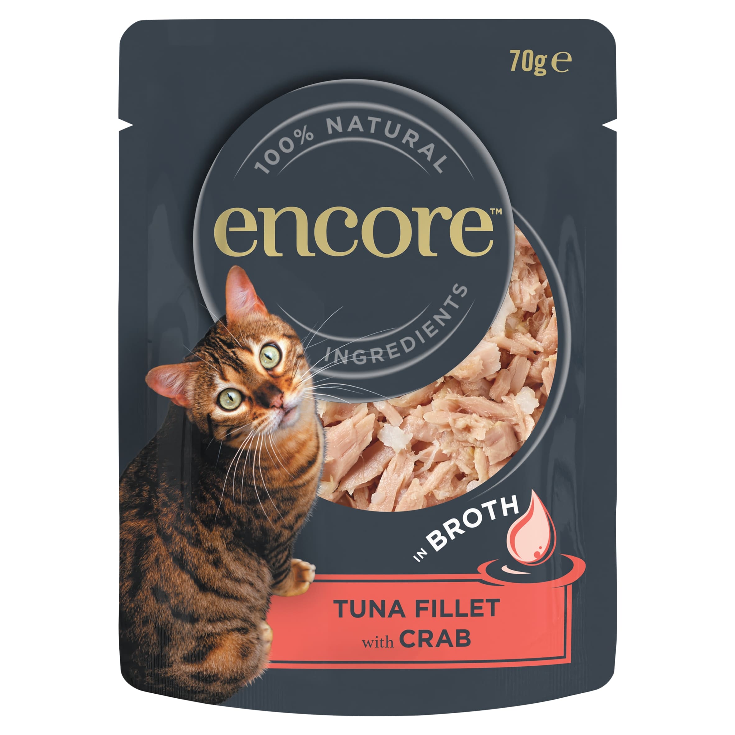 Encore Natural Wet Cat Food Tuna Fillet with Crab in Broth Pouch 70g