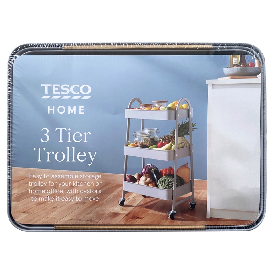 image 1 of Tesco 3 Tier Trolley Grey