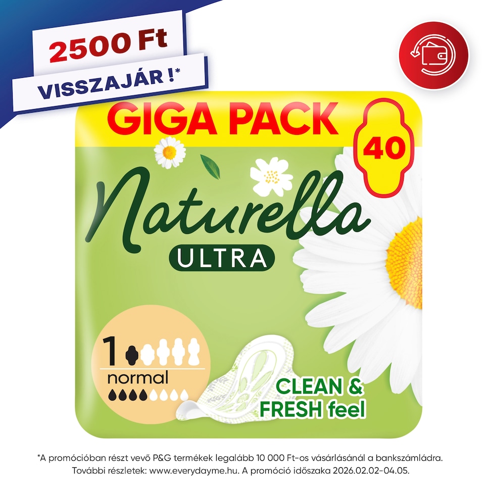 Naturella Ultra Szárnyas Betét, Normal (1-es méret) Méret, 40 db