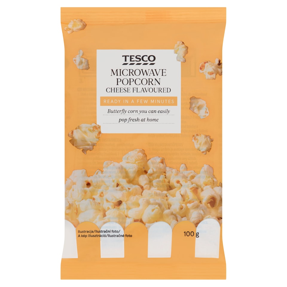 Tesco sajtos ízű, mikrohullámú sütőben elkészíthető pattogatni való kukorica 100 g
