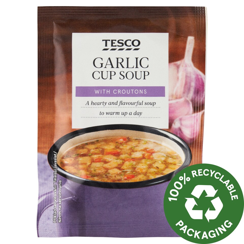 Tesco Garlic Cup Soup with Croutons 18 g
