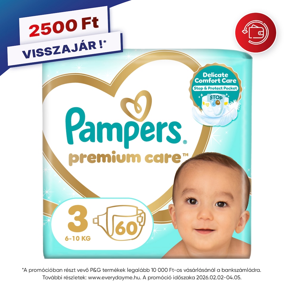 Pampers Premium Care, Méret: 3, 60 Pelenka, 6kg-10kg  1. kép