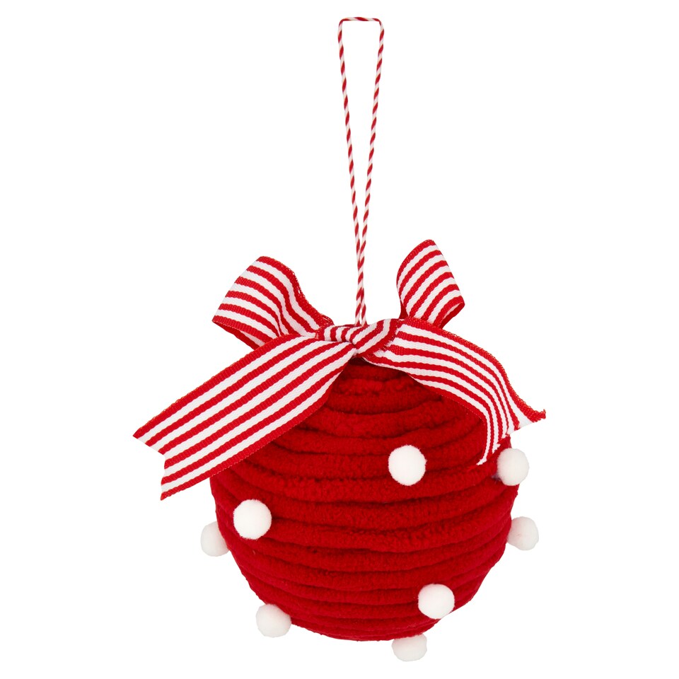 image 1 of Tesco large red pom pom hanging decoration