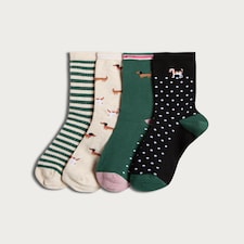 F&F 4-Pack Dog Print Ankle Socks in Green