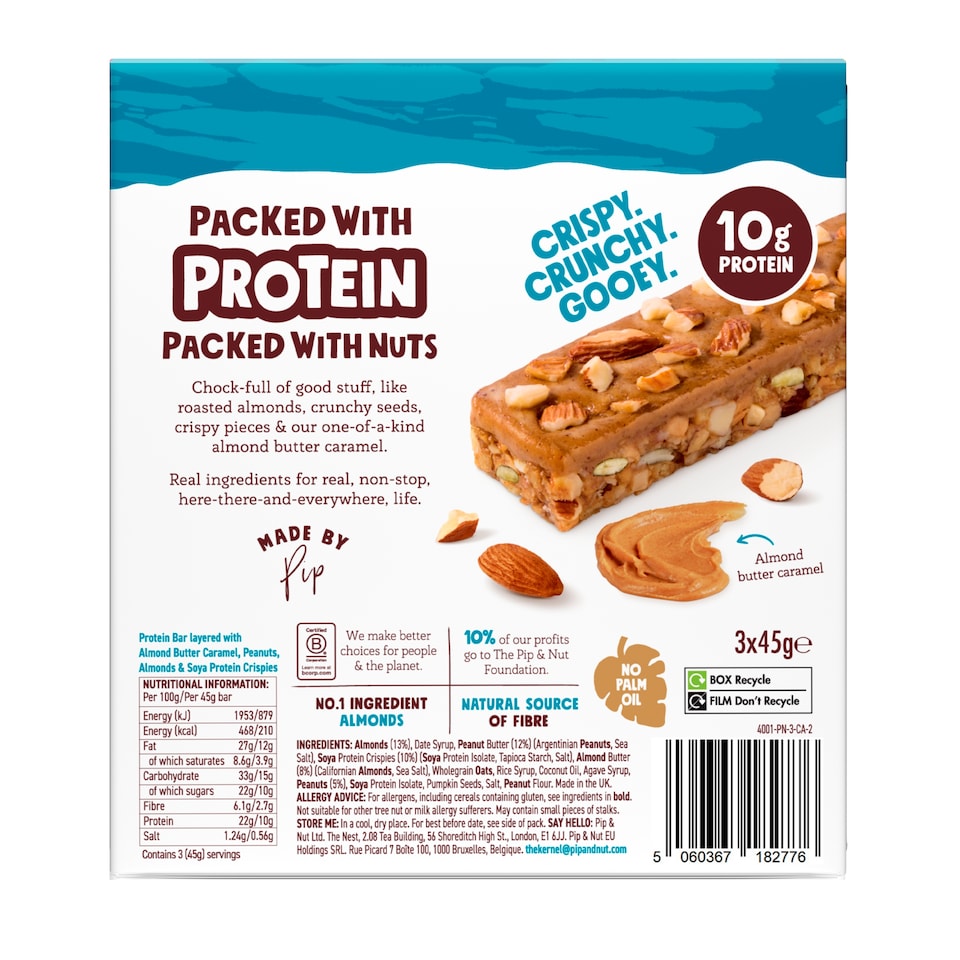 image 1 of Pip & Nut Protein Caramel Almond Bars 3x45g