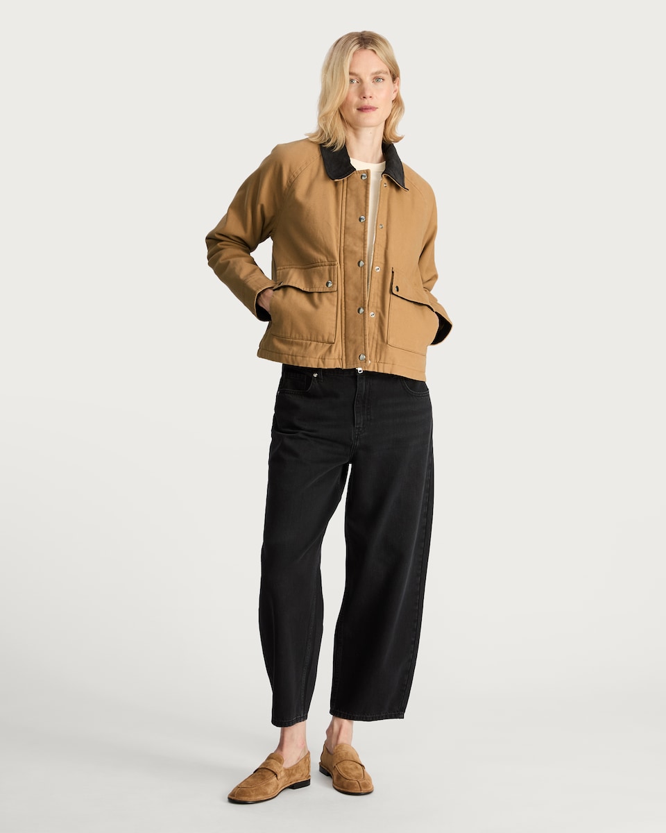 image 1 of The F&F Edit Corduroy Collar Utility Jacket in Neutral