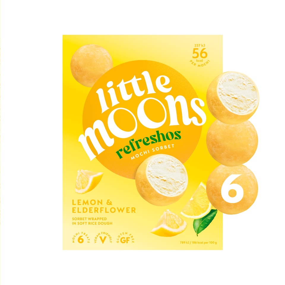 image 1 of Little Moons Refreshos Lemon and Elderflower Mochi Sorbet 6 x 30g