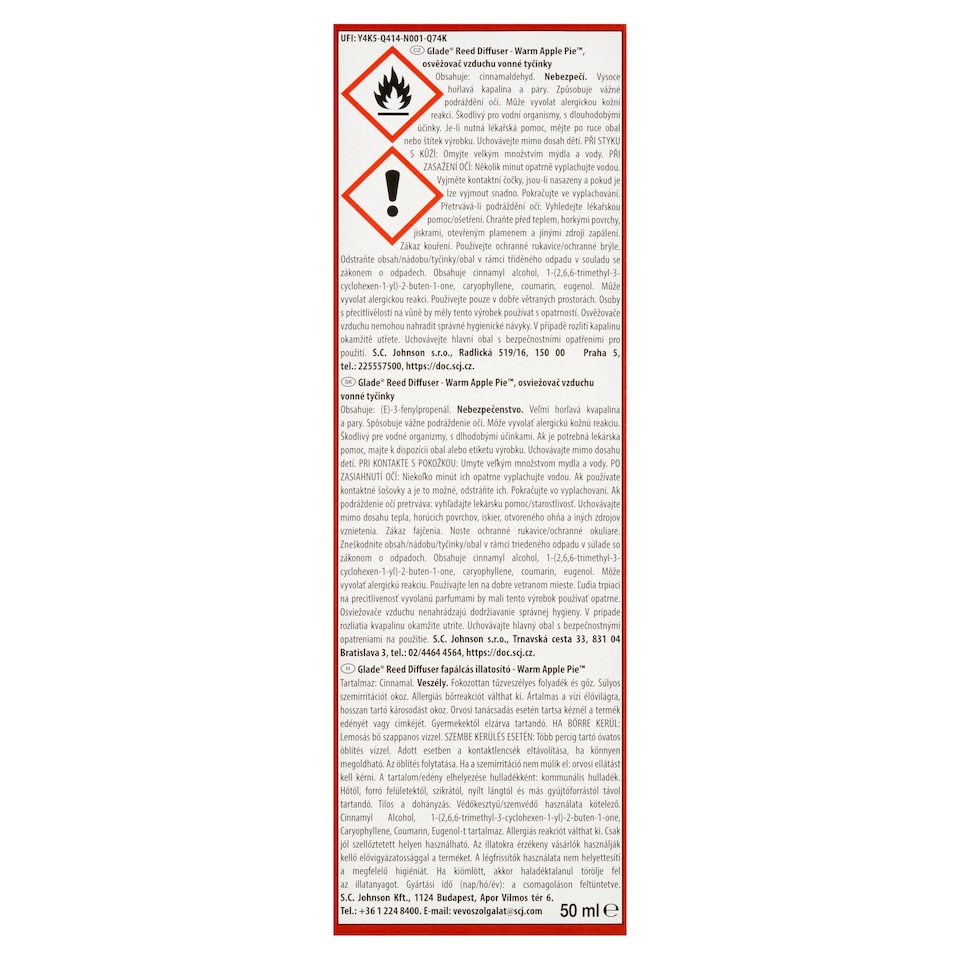 Obrázek 1 pro produkt Glade Warm Apple Pie osvěžovač vzduchu vonné tyčinky 50ml