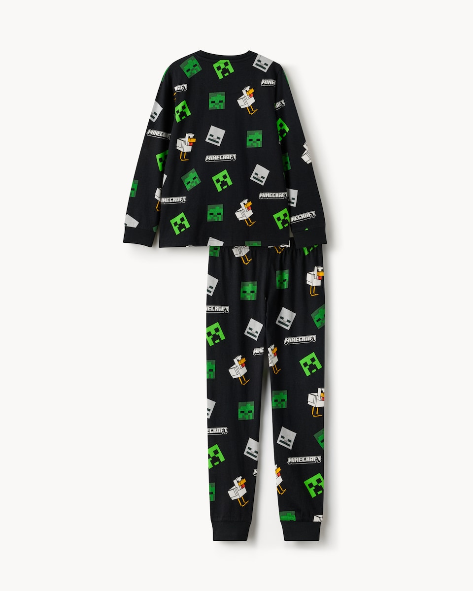 image 1 of Minecraft Pure Cotton Printed Pyjama Set in Black