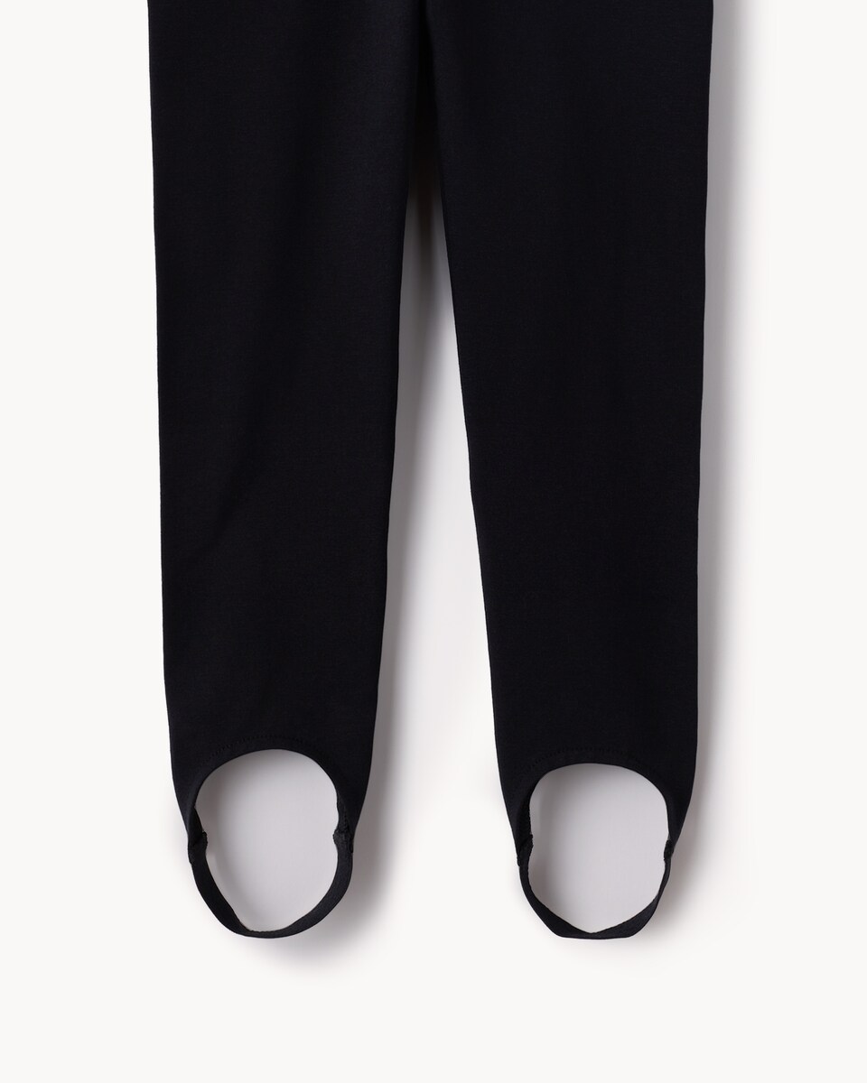 image 1 of F&F Girls Cotton Rich Stirrup Leggings in Black