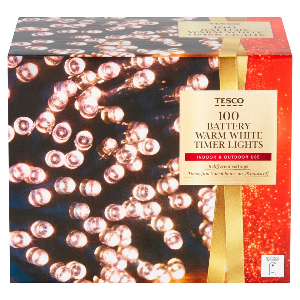 Tesco 100 Battery Warm White Timer Lights