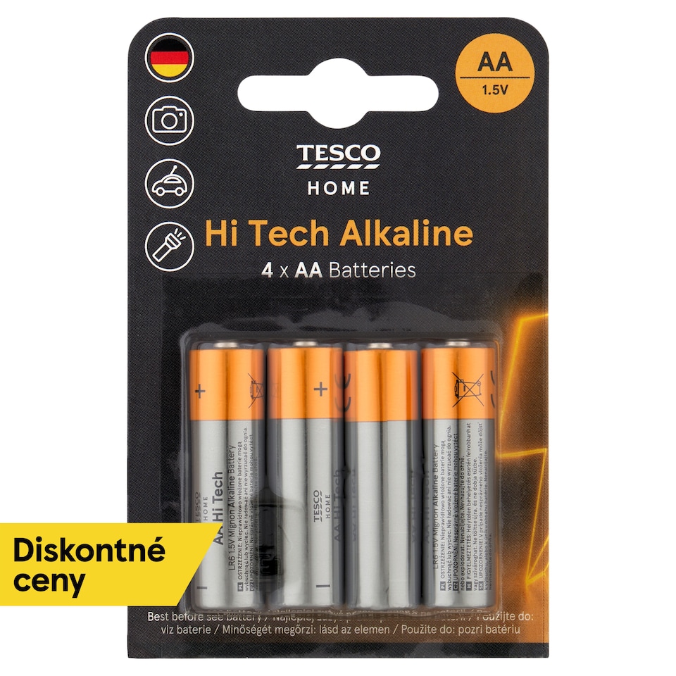 Tesco Home Hi Tech Alkaline Batteries AA 4 pcs