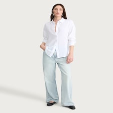 F&F Pure Cotton Double Cloth Long Sleeved Shirt in White