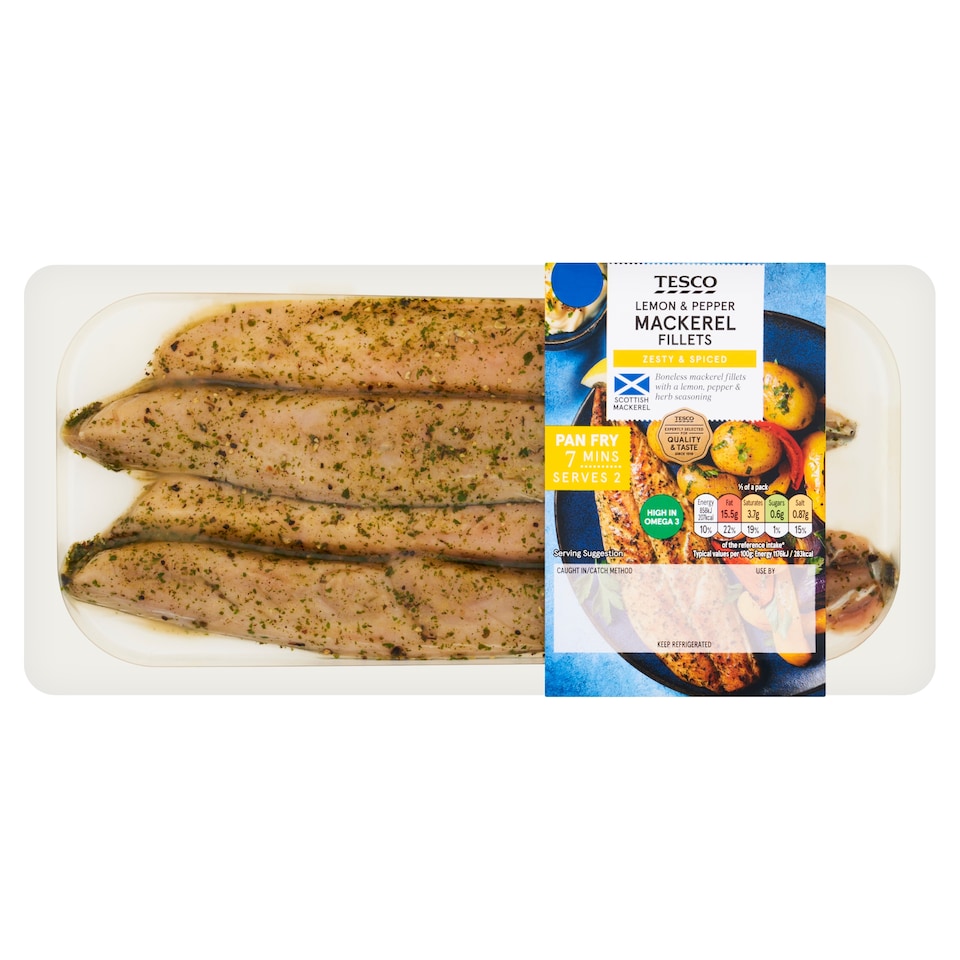 Tesco Lemon and Pepper Mackerel Fillets 165g