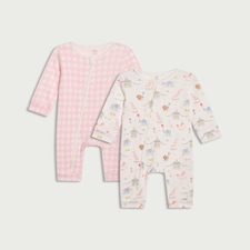 F&F Baby 2-Pack Cotton Rich Sleepsuits in White