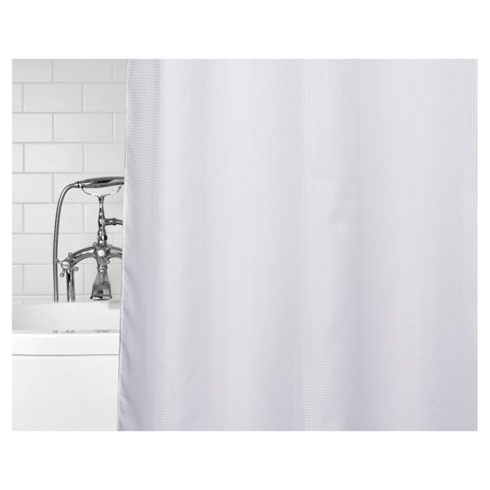 image 1 of F&F Home White Waffle Shower Curtain