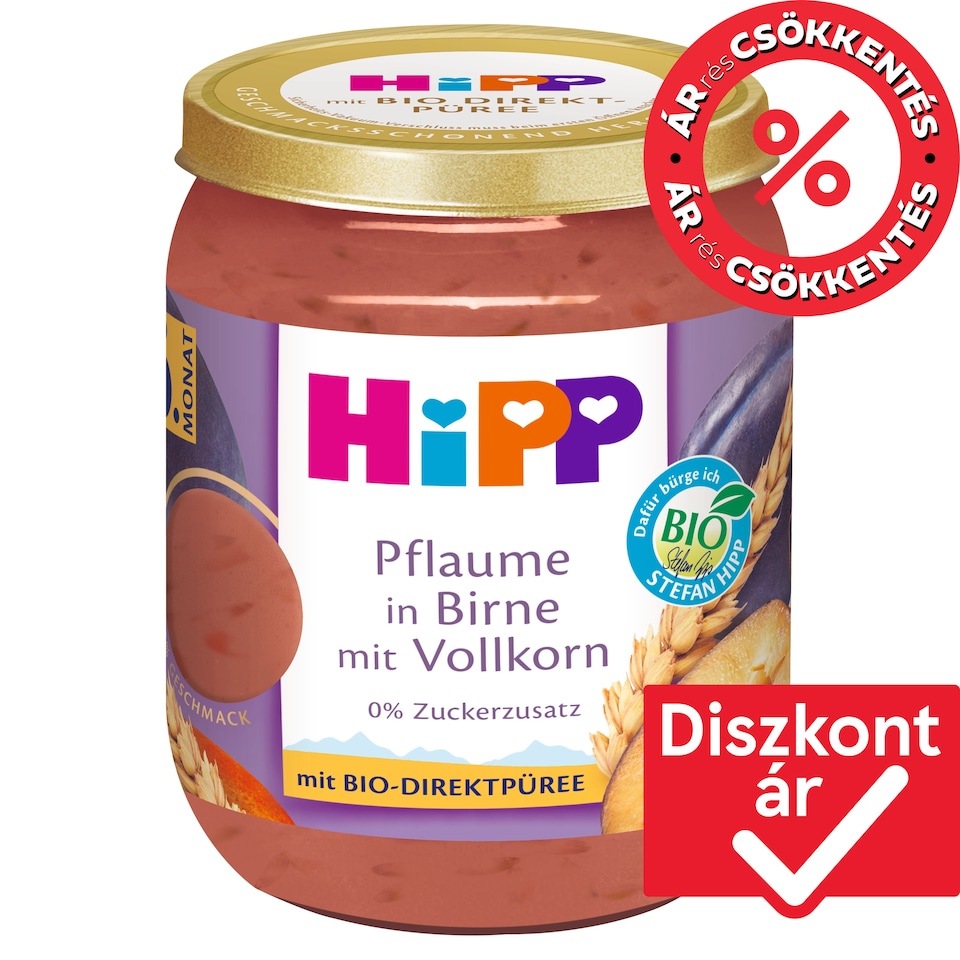 image 1 of HiPP Organic Fruit Preparation with Cereal Pear-Plum Baby Dessert 6 Months+ 160 g