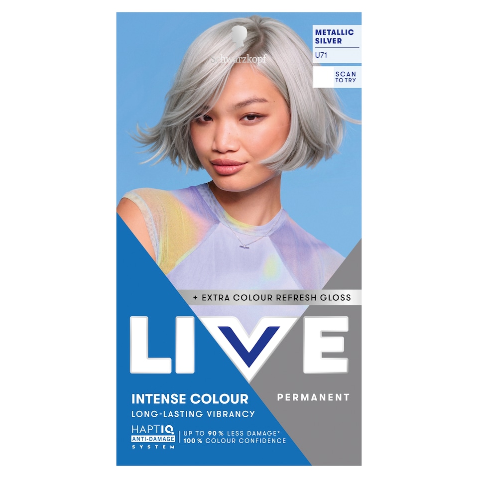 image 1 of Schwarzkopf LIVE Intense Colour U71 Metallic Silver Permanent Hair Dye