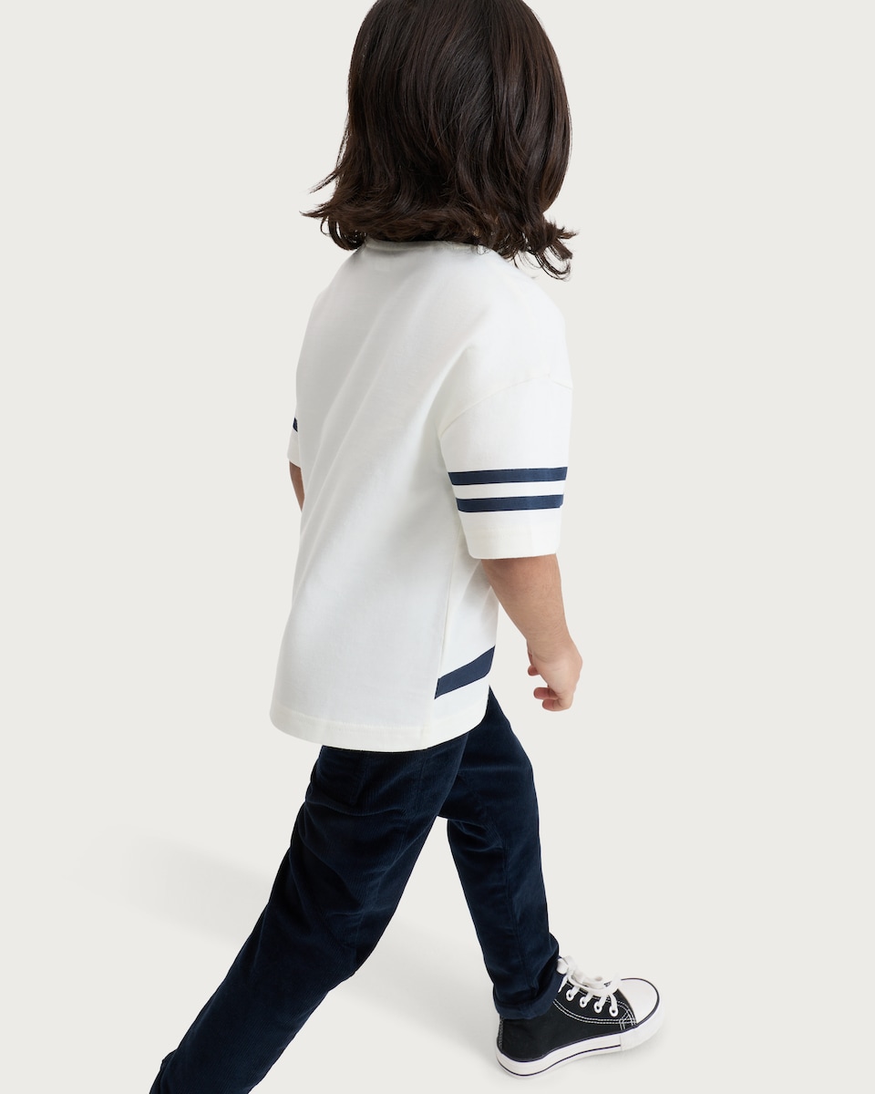 image 1 of F&F Boys Pure Cotton Little Kicker Short Sleeved T-Shirt in Cream