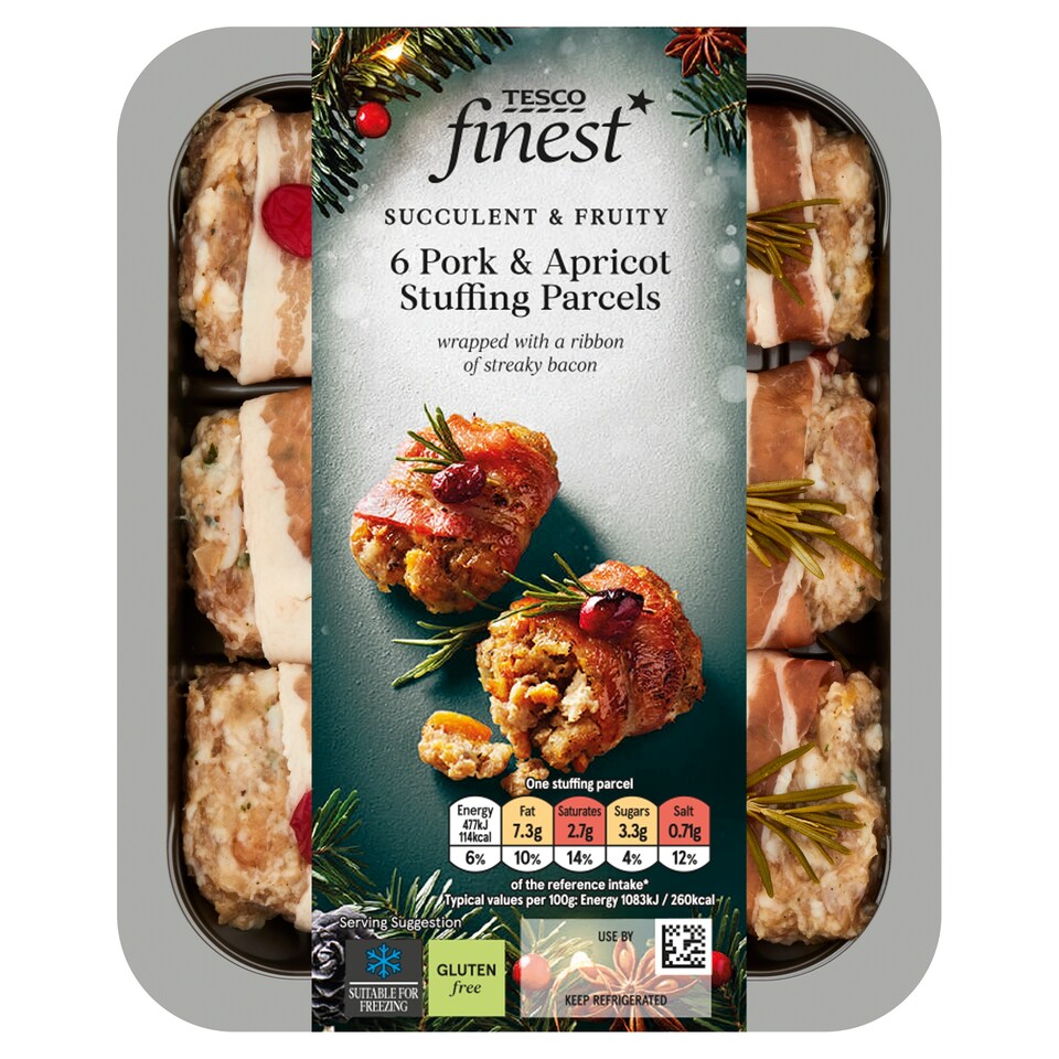 Tesco Finest 6 Pork & Apricot Stuffing Parcels 284G