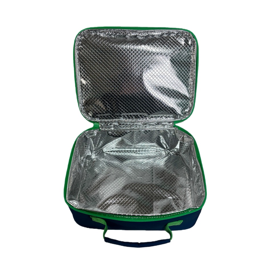 image 1 of Tesco Navy Blue With Green Trim Lunch Bag