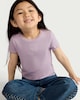 image 2 of F&F Girls Cotton Rich Heart Embroidered T-Shirt in Lilac