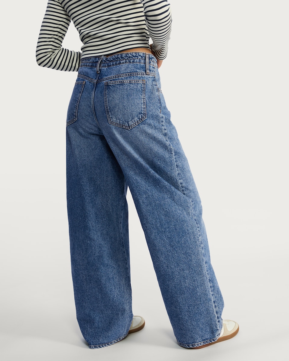 image 1 of OH ME OH MY Wide Leg Tie Waist Jeans in Blue