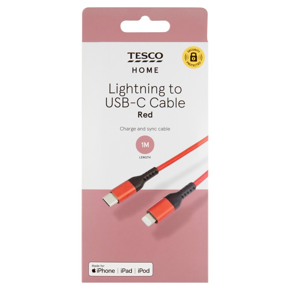 Tesco Home Red Lightning to USB-C Cable 1 m
