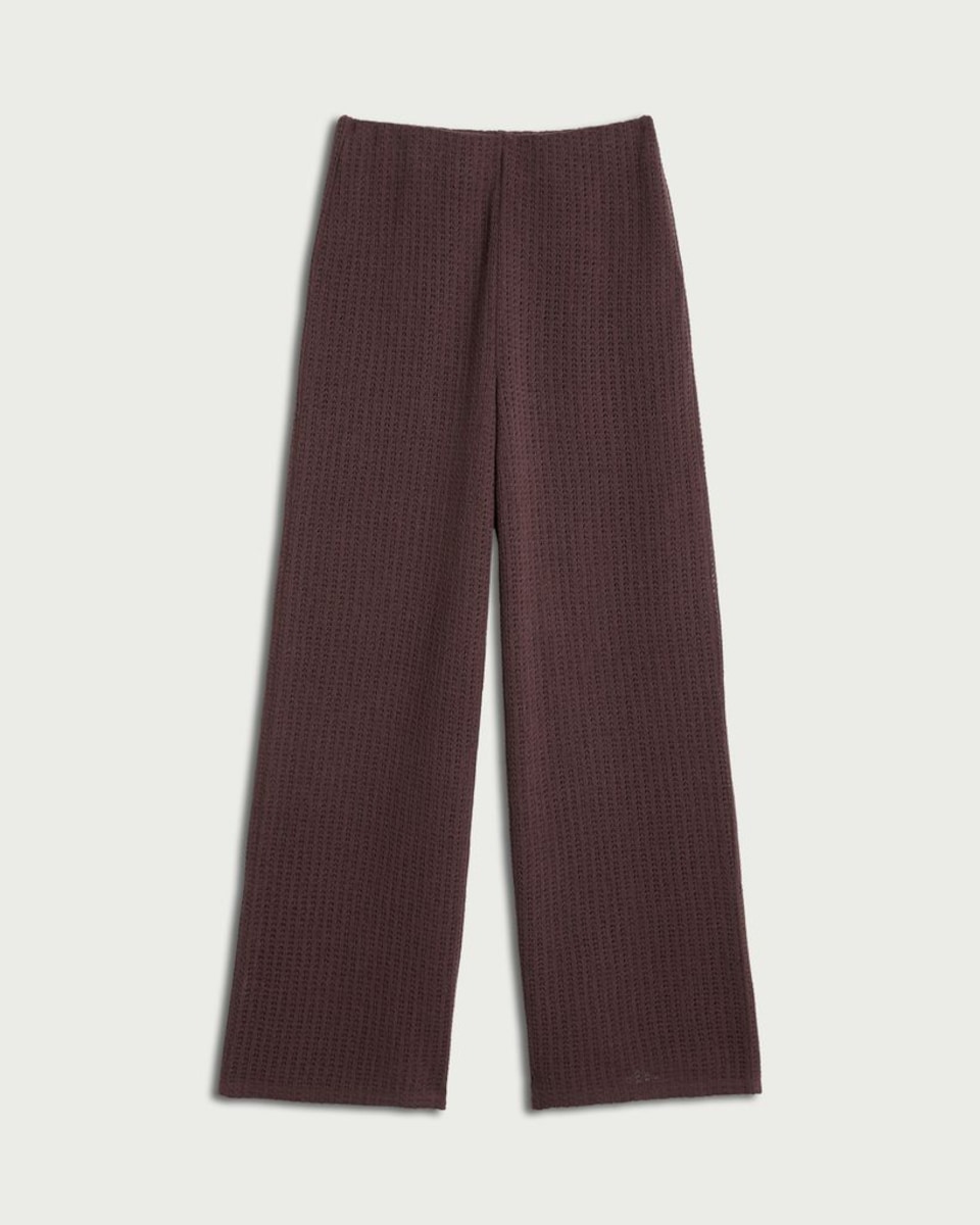image 1 of F&F Textured Wide Leg Co-ord Trousers in Brown