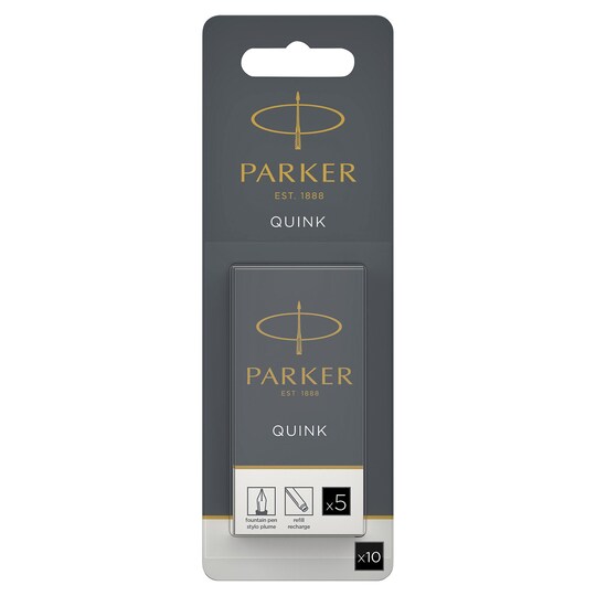 Parker Fountain Pen Refills, Long Black Cartridges, 10 Count Tesco