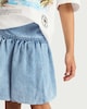 image 2 of F&F Girls Pure Cotton Bubble Hem Denim Skirt in Blue