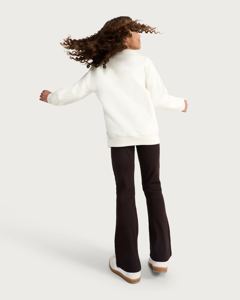 image 1 of F&F Girls Cotton Rich Ribbed Flared Leggings in Brown