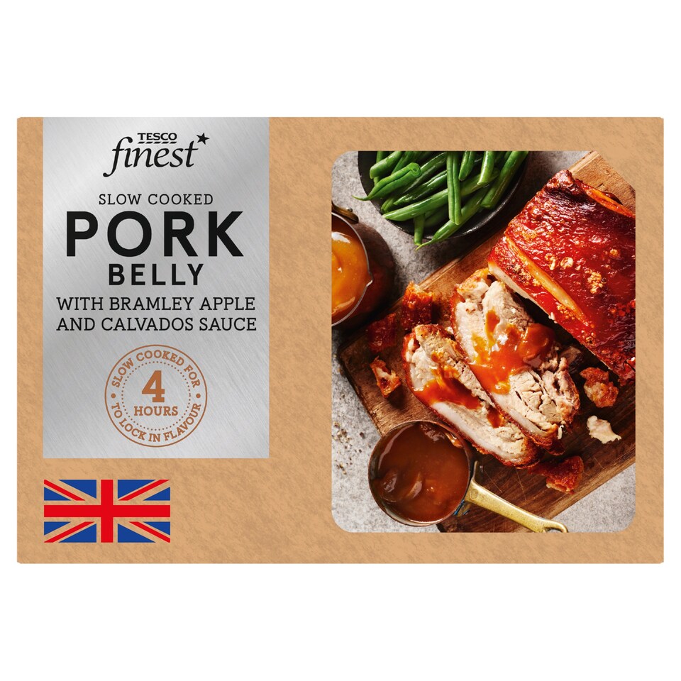 Tesco Finest Slow Cooked Pork Belly With Bramley Apple and Calvados Sauce 700g
