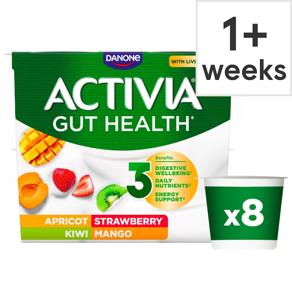 Activia Strawberry & Mixed Fruit Low Fat Gut Health Yoghurt Multipack 8x115g
