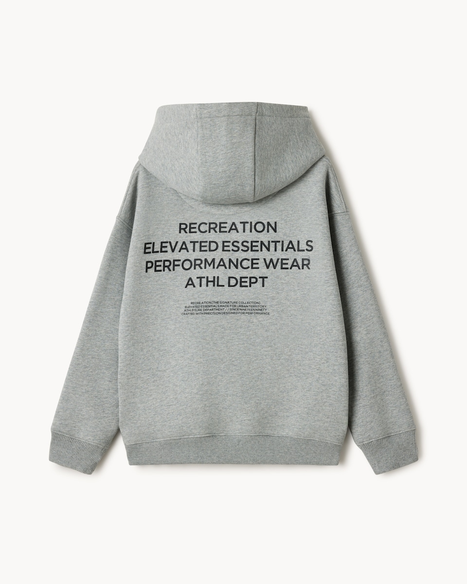 image 1 of F&F Boys Cotton Rich Slogan Hoodie in Grey Marl