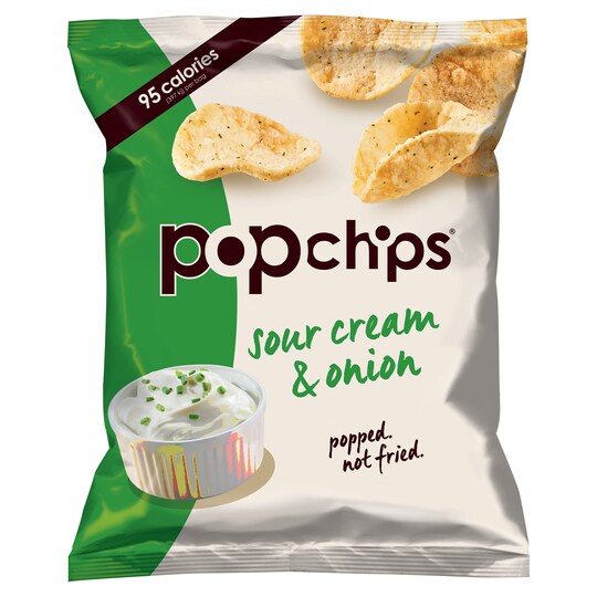 Popchips Sour Cream & Onion Potato Chips 23G - Tesco Groceries