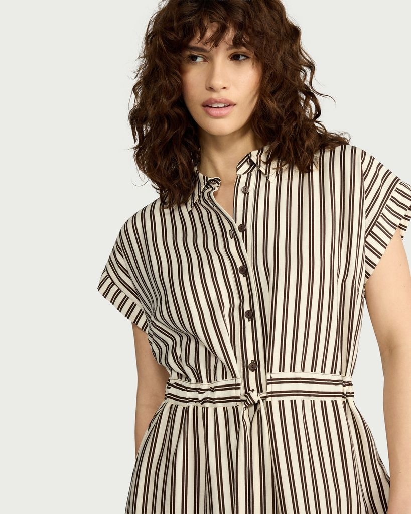 F&F Button Up Midi Shirt Dress in Multi Black White, 8, Womens