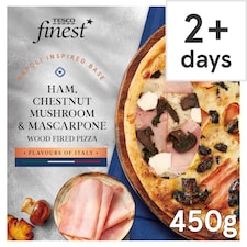 Tesco Finest Ham Mushroom Mascarpone Woodfired Pizza 450g