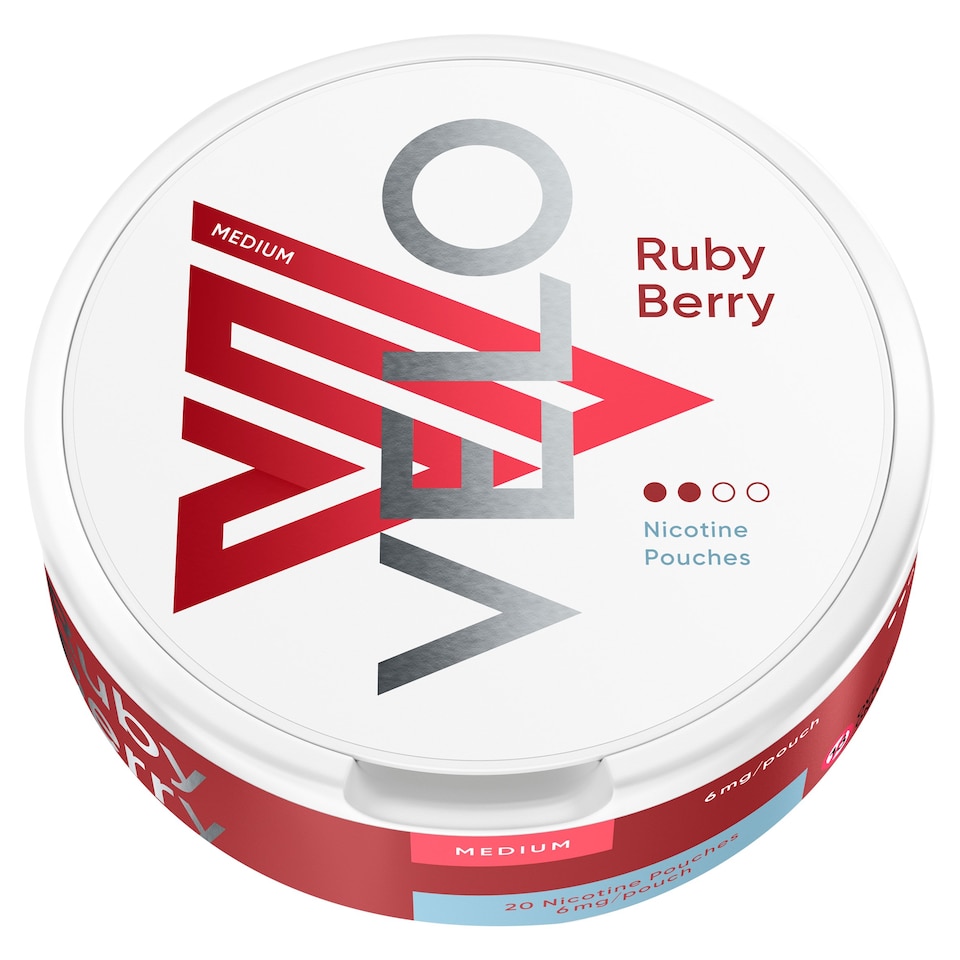 Velo Ruby Berry Nicotine Pouches 20 Pack 10Mg 14G Tesco Groceries