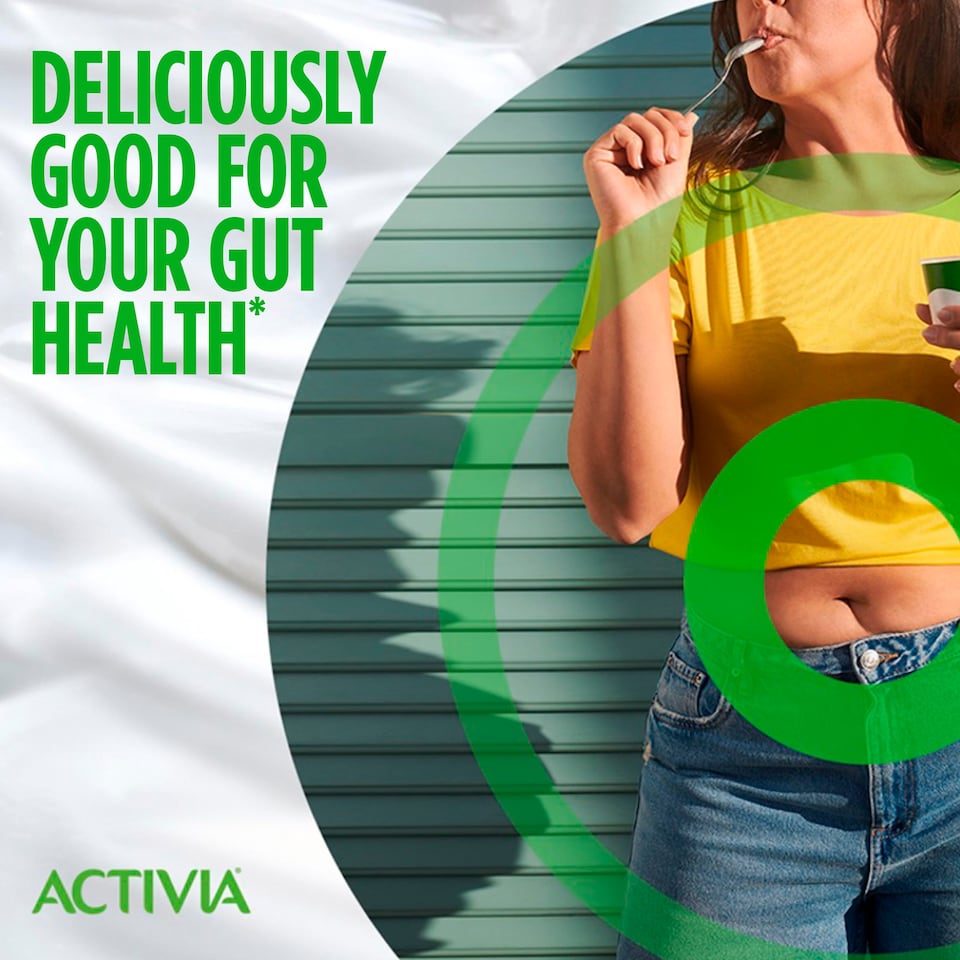 image 1 of Activia Rhubarb & Mixed Fruit Low Fat Gut Health Yoghurt Multipack 8x115g