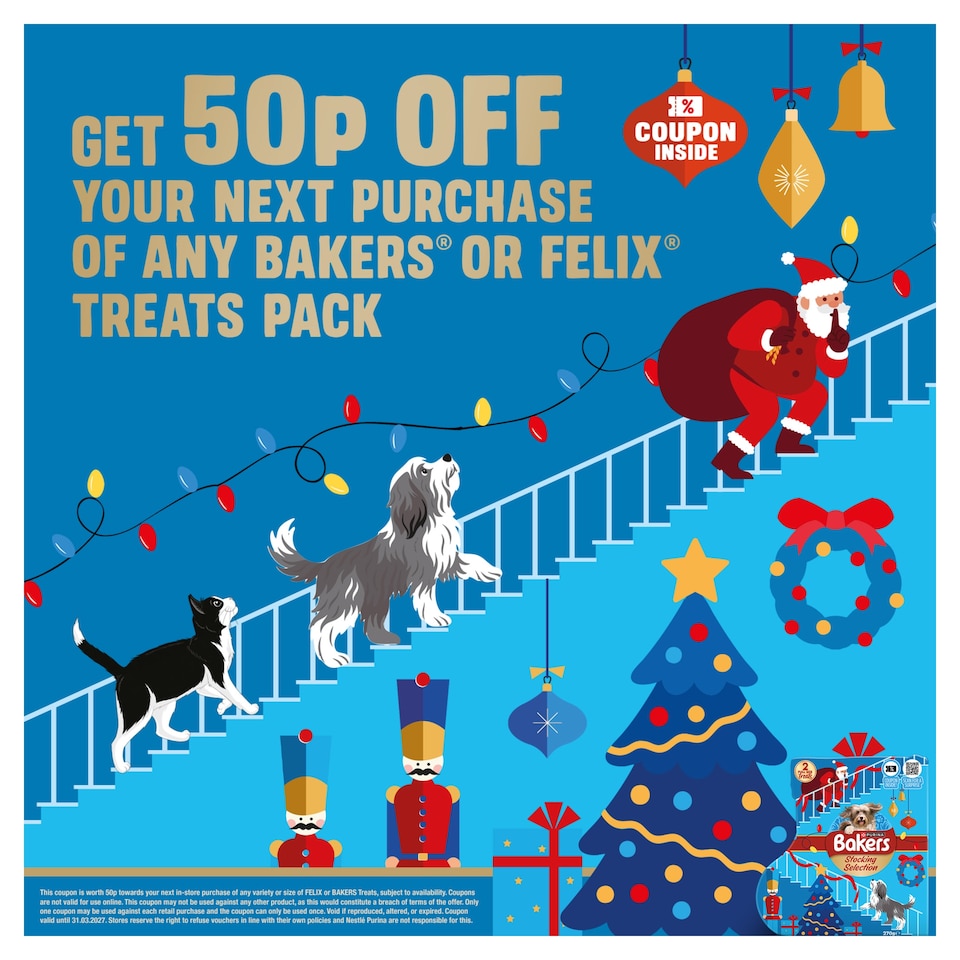 image 1 of BAKERS Dog Treats Christmas Selection Stocking 270g