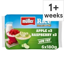 Muller Rice Apple & Raspberry Low Fat Pudding Dessert 6x 180g