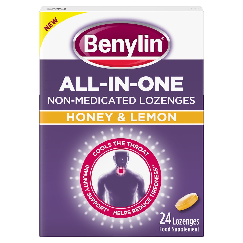 image 1 of Benylin All in one Non-Medicated 24 Lozenges Honey & Lemon