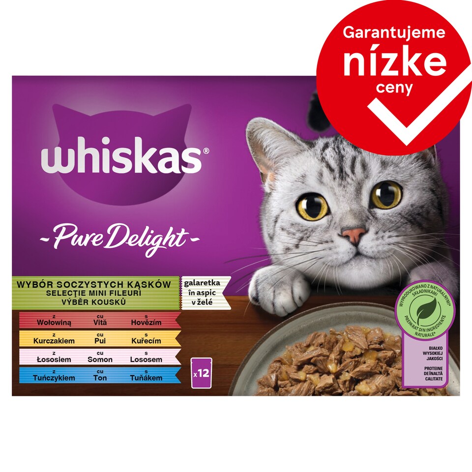 Whiskas Pure Delight 1+ výber kúskov v želé 12 x 85 g (1,02 kg)